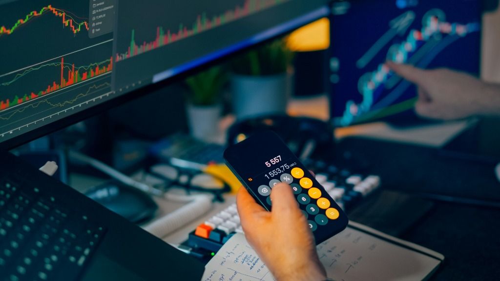 Investment research workspace with charts and financial data